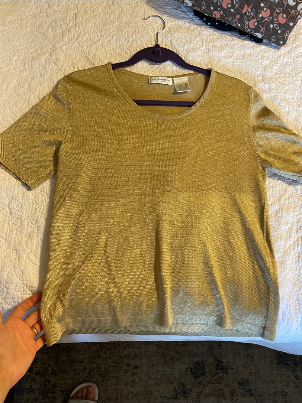 Liz Claiborne Metallic Gold Knit Top